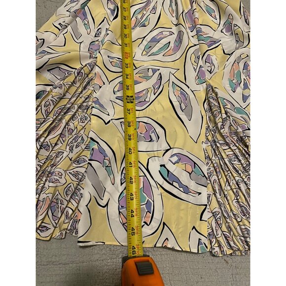 Vintage Anthony Sicari Ruffle Midi Dress Made in USA 80s Pastel Abstract Print P - Picture 4 of 12